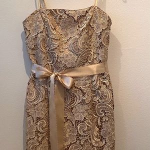 Adrianna Papell Strapless Cream Lace Dress. Size 10